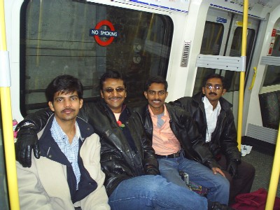 with Merlin,Pavan & Ramesh inside Tube Train