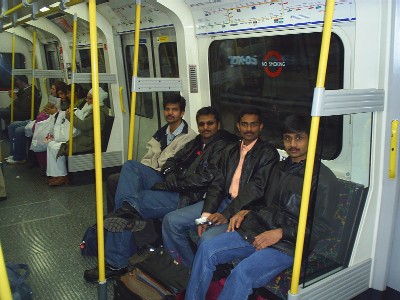 with Pavan,Ramesh & Gautam in Tube Train